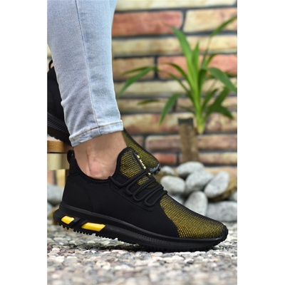 Riccon Мъжки спортни обувки 0012marco - Черни с Жълт #325143 (325143_Черно)