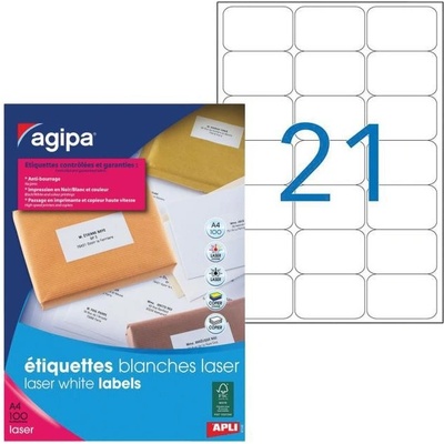 Etikety laser 63,5x38,1mm Agipa A4 100 hárkov