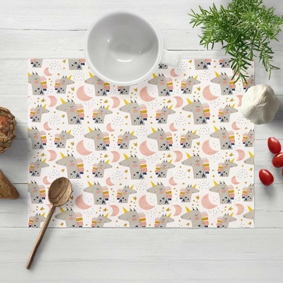 Biante bavlna prostírání Sandra SA-562 Spící jednorožci mezi hvězdičkami na bílém 35x45 cm