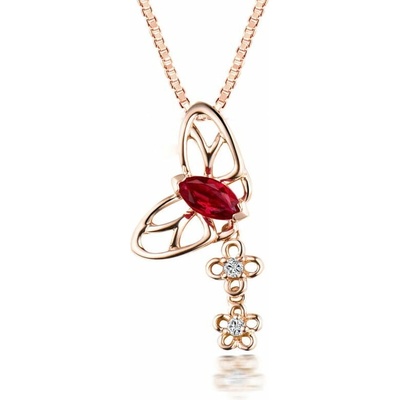 Eppi Zlatý prívesok v tvare motýľa s rubínom a diamantmi Mariposa P34124