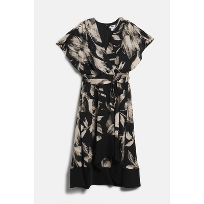 DKNY S/L VNECK BLOUSON MI BLK/EGGSHELL