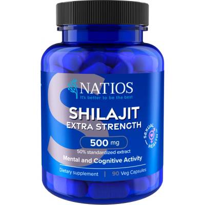 NATIOS Shilajit Extract, 500 mg, Extra Strength, 90 veganských kapslí