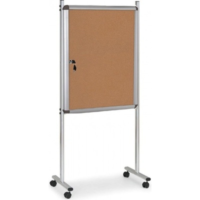 B2B Partner Vnitřní vitrína na stojanu, 720 x 980 mm, korková, jednostranná, s kolečky
