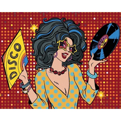zuty Malování Podle Čísel Pop-Art Disco Žena 40 x 50 Cm Plátno Rám