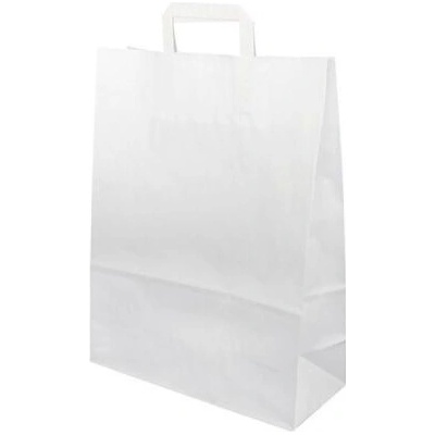 Papírová taška bílá 320x120x410 mm s plochým uchem