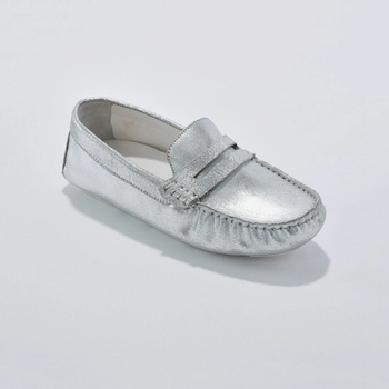 Kožené mokasíny stříbrná