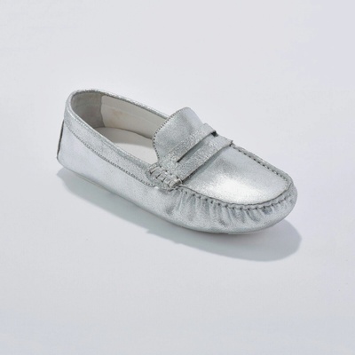 Kožené mokasíny stříbrná