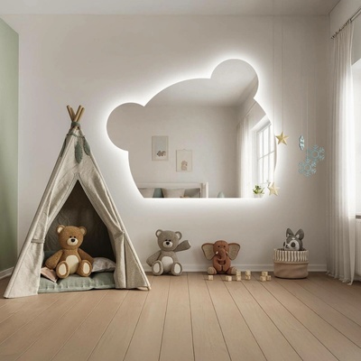 Alfaram Zrcadlo do dětské koupelny s podsvícením PANDA LED 120x99