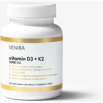Venira Vitamín D3 + K2 80 kapsúl