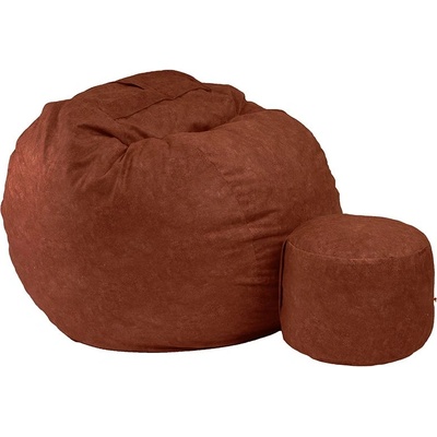 PUFRELAX Комплект Барбарон и табуретка за крака 700л. King Size, Terra, Перящ се калъф, Трансформира се в легло, Пълнеж с микс от мемори пяна и дунапрен, Гама Premium, 8929 (PUF-M-KO-PT-TER)