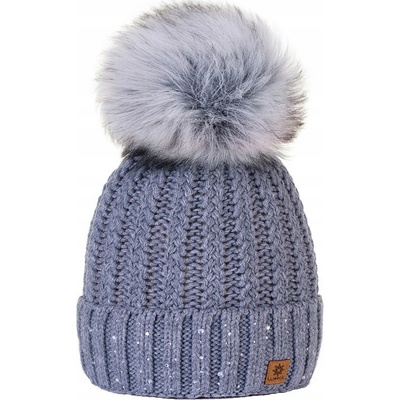 Fashionweek dámská zimní čepice s bambulí flísová podšívka Jenot Woolk Pepe šedý