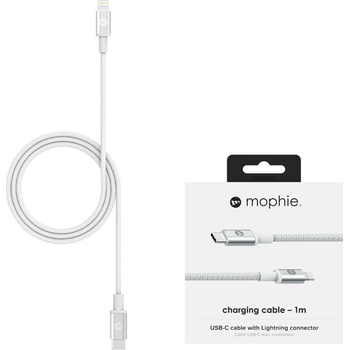 mophie Кабел Мophie Charge and Sync, USB-C (м) към Lightning (м), 1м, бял (409903201)