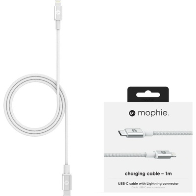 mophie Кабел Мophie Charge and Sync, USB-C (м) към Lightning (м), 1м, бял (409903201)