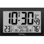 Technoline WS 8016 digital radio wall clock with DCF radio clock | Temperature & Humidity | 2 alarms | Calendar | large LCD display | Wall or table clock | black - WS8016SCHWARZ (WS8016SCHWARZ)