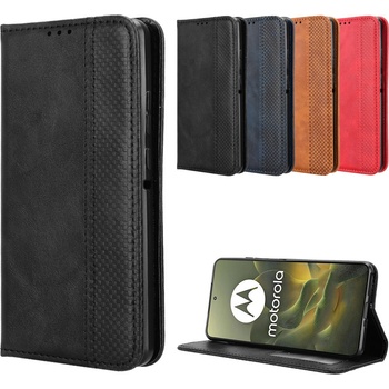 Motorola Кожен Ретро Калъф за Motorola Edge 70 5G -Магнитно затваряне, Държач за Карти и Стойка, вкл. Протектор, 4 Цвята