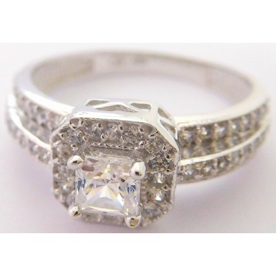 Klenoty Budín Masivní zlatý zásnubní prsten z bílého zlata HK1044