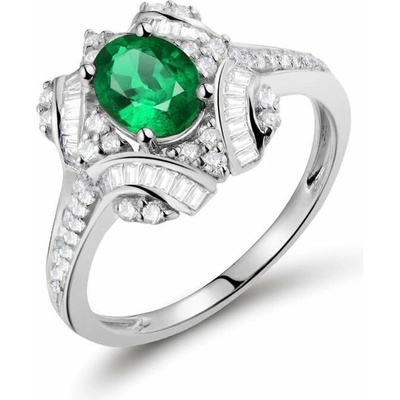 Eppi zlatý prsten s oválným smaragdem a diamanty Zane R34162