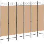 vidaXL Делител за стая с 6 панела Бежово 240 x 180 cm Текстил (42039192)