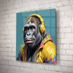 Art gift Стъклено АРТ пано - Горила в ярки цветове