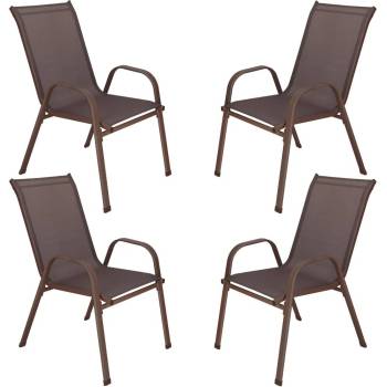 Set 4x Zahradní křeslo SPRINGOS MONZA GF0073 hnědé