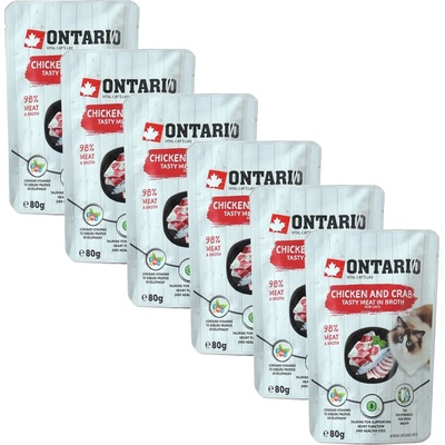 ONTARIO Cat пиле и раци 6 x 80 г