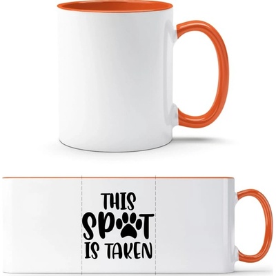 PrintEQ TTH Dvoubarevný Hrnek Psí nápis This SPOT is Take Bílá Oranžová Standard Dárky 250 ml