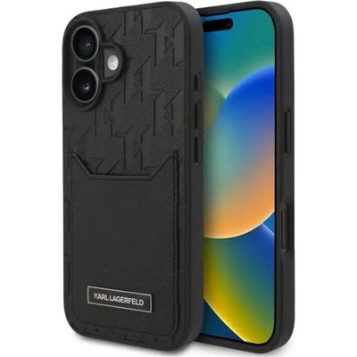 KARL LAGERFELD Калъф за iPhone 16 с монограм на Karl Lagerfeld Cardslots - черен (3666339319243)