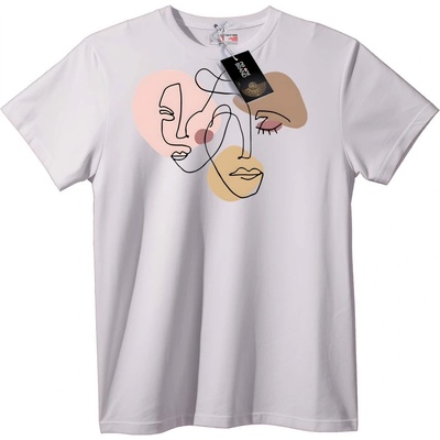 NOONEBRAND Тениска Абстрактни Лица Арт - M, White