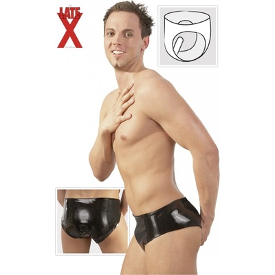 Latexové slipy s análnym dildom