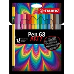 STABILO Комплект флумастери, Stabilo, Pen 68 Arty ST6818-1-20, 18 цвята (ST6818-1-20)