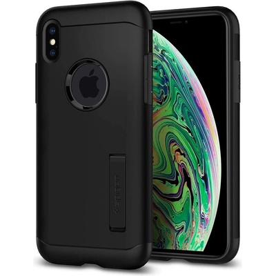 Spigen Slim Armor Case - хибриден кейс с поставка и най-висока степен на защита за iPhone XS Max (черен)