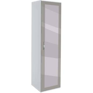 Bogdan Furniture G Еднокрилен гардероб Memo. bg, модел BM-Ava 11 с огледало, бял гланц и сиво