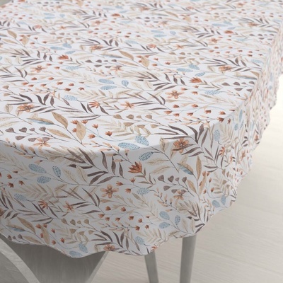 Biante Velký dekorační oválný ubrus Leona LN-163 Podzimní větvičky na bílém 160x200 cm