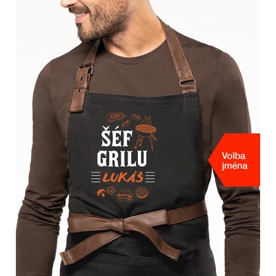 Kariban Zástěra na grilování se jménem Exclusive Šéf grilu Černá Black