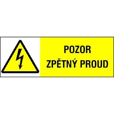 Samolepka 0131B Pozor zpětný proud 37x105mm