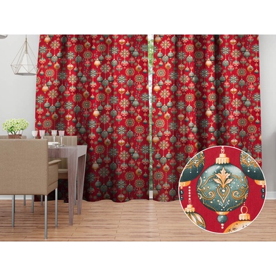 Biante Bavlnený záves Sandra SA-528 Vianočné banky na červenom 150x220 cm