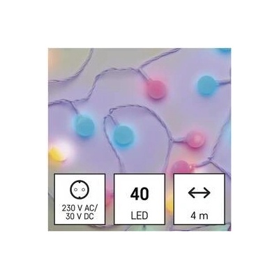 Emos D5AM01 40 LED cherry řetěz kuličky 2,5 cm 4 m venkovní i vnitřní multicolor časovač