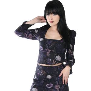 KILLSTAR дамски crop top - блуза KILLSTAR - Dusk's Garden - Black/Purple - KSRA014150