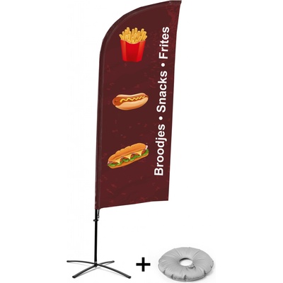Jansen Display Kompletní sada reklamní vlajky ve tvaru křídla, Svačiny, holandsky Křížová Základna, 1273 x 3030 mm