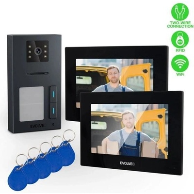 EVOLVEO DoorPhone AP2-2 drôtový videotelefón pre dva byty s aplikáciou čierny