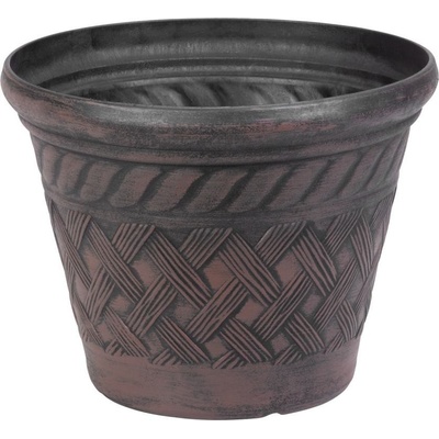 Strend Pro Květináč 29x23 cm tmavý hnedý ratan