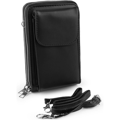 Prima-obchod Peněženka s kapsou na mobil přes rameno crossbody 11x18 cm, barva 5 černá – Zboží Dáma