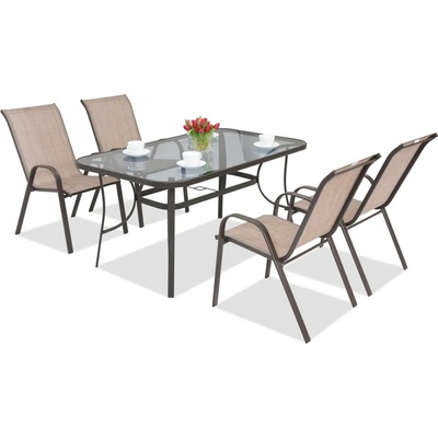 Garden Point Комплект за трапезария от стомана Modena Кафяв за 4 души Garden Point (ROGAP002-4)