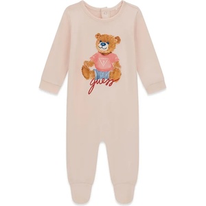 Guess Бебешки памучен гащеризон Guess Bear - Сладък розов нюанс