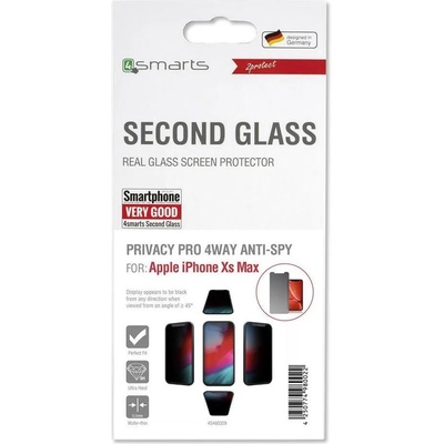 4smarts Anti-Spy Стъклен Протектор за iPhone 11 Pro/XS Max, 4SMARTS 3D Privacy Pro Glass, Черен (4S493328)