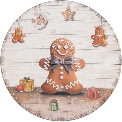 Béžový servírovací talíř / podnos s perníčkem - Ø 33*1 cm - Clayre & Eef