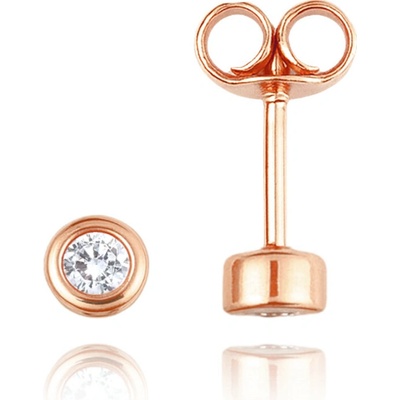Minet JMG0273WRE00 - Elegantné zlaté náušnice z ružového zlata s bielymi zirkónmi Au 585/1000 0,90g