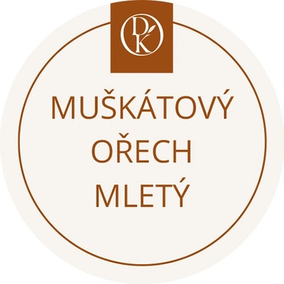 Davídkovo koření Etiketa Muškátový ořech mletý béžová průměr 4,5 cm 1 ks