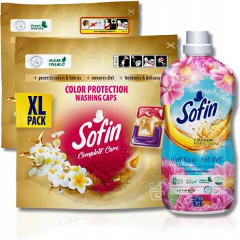 Sofin Kapsule na pranie farebných tkanín 66 PD + Sofin Aviváž 1,4 l