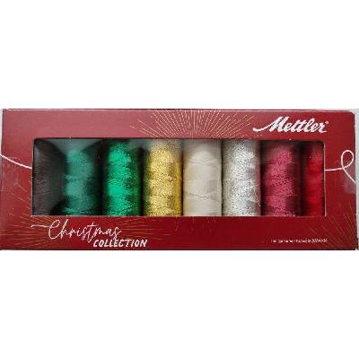 Nitě POLY SHEEN a METALLIC Mettler vánoční sada 8 kusů - mix barev